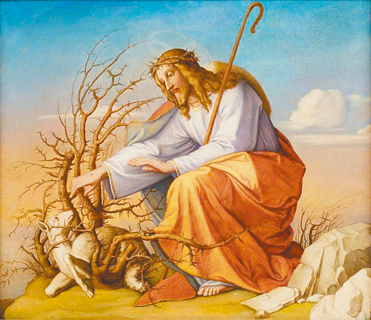 圖7. Edward Jakob von Steinle (1810 - 1886), The Good Shepherd and the Lost Sheep, Oil on canvas, 37 x 43 cm; private collection.