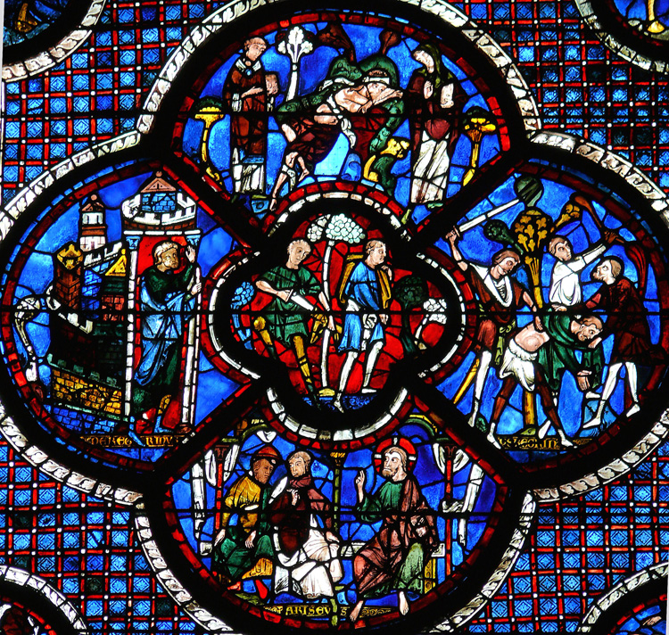 圖2. The Good Samaritan, Stained Glass (detail), 1205-1240 ; Chartres Cathedral