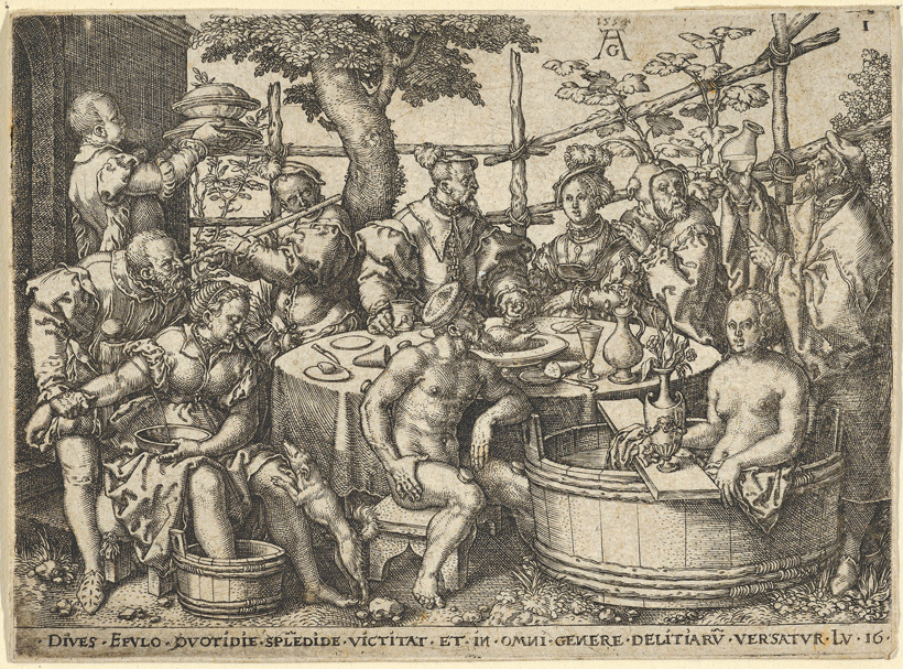 圖4. Heinrich Aldegrever, The Rich Man at His Table (from The Parable of the Rich Man and Lazarus), 1554; Engraving Print, Metropolitan Museum, New York
