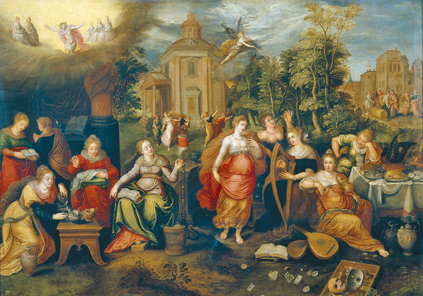 圖4. Pieter Lisaert (III), The Foolish Virgins and the Wise Virgins, 1600-1620; oil on panel, 73 x105 cm; Museum Prado