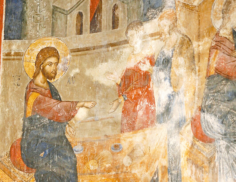 圖2. Monastery Manasija (Serbia), Narrative Scenes in Choirs: The Prodigal Son (Detail); 1418
