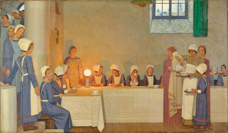 圖7. Frederic Cayley Robinson, Orphan Girls Refectory of a Hospital, 1915; London, Wellcome Library Collection