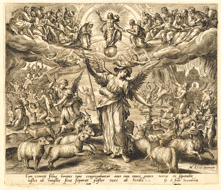 圖5. Gerard de Jode, after Maarten de Vos, ca. 1580. The Last Judgement and the separation of the sheep from the goats; Engraving; © The Trustees of the British Museum