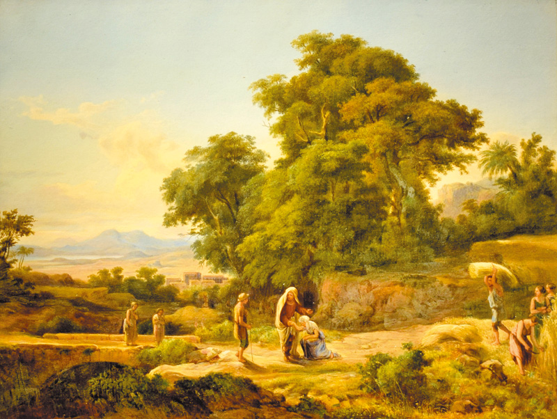 “Romantic Landscape (The Meeting of Ruth and Boaz)”, by Károly Markó , 1859