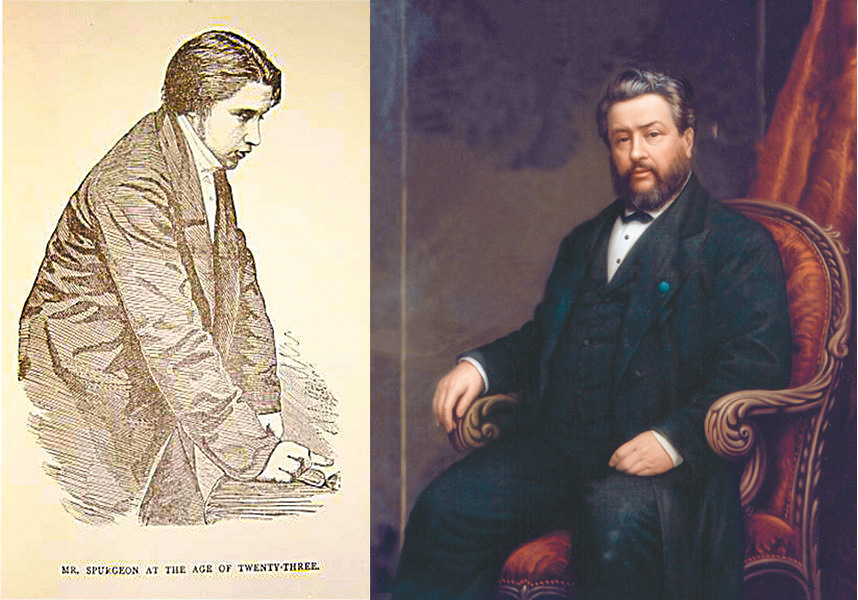 左圖：1857年，23歲的司布真。右圖：1885年繪製的司布真肖像。（來源：維基）