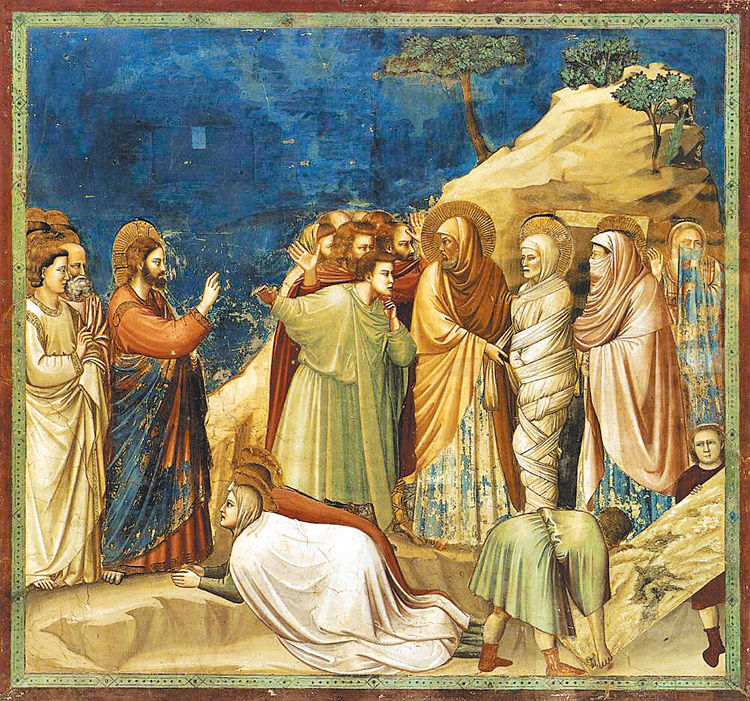 圖4. Giotto, Resurrection of Lazarus, 1304-1306; Fresco; Scrovegni Chapel, Padua, Italy