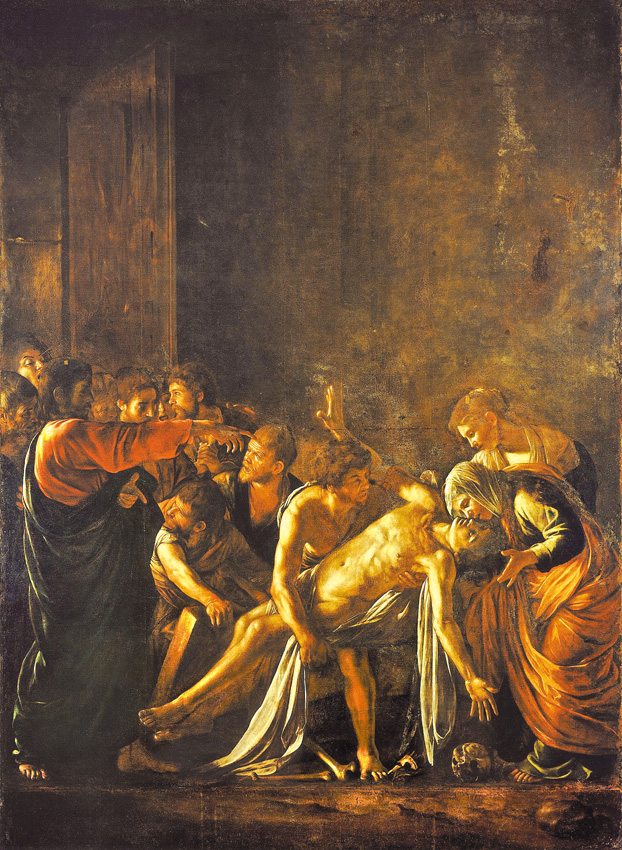 圖6. Michelangelo Merisi da Caravaggio, The Raising of Lazarus, 1609; oil on canvas, 380 x 275 cm; Museo Regionale, Messina
