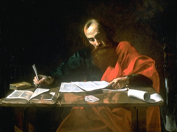 "Saint Paul Writing His Epistles", by Valentin de Boulogne,ca 1618-20
