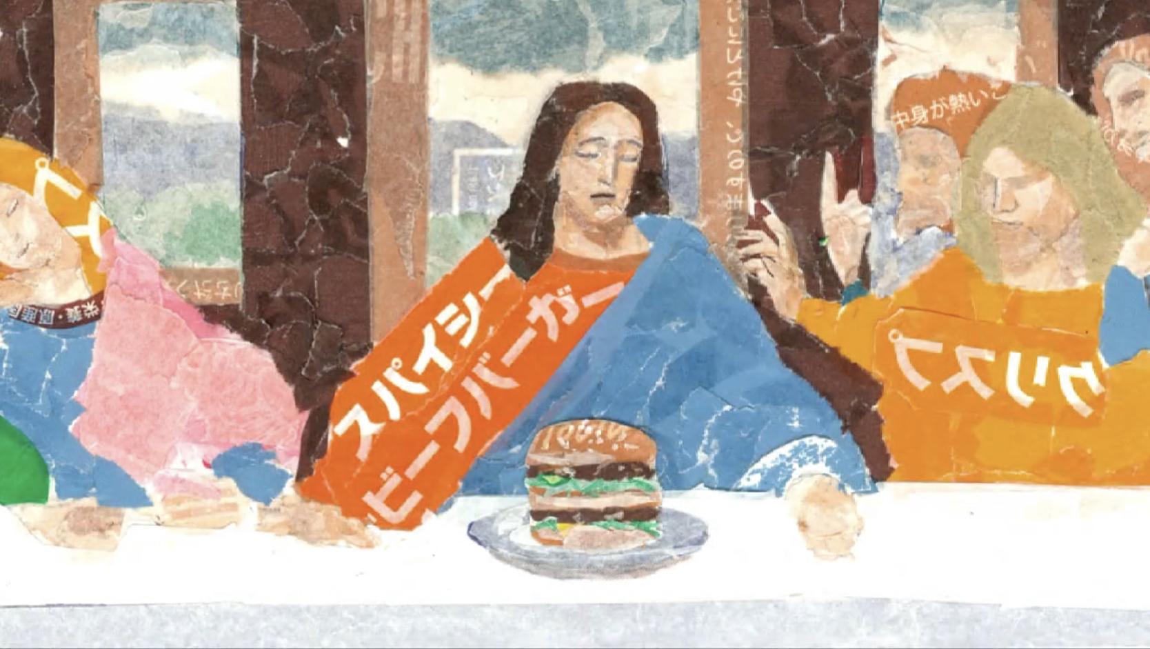 耶穌桌前的漢堡，讓作品增添了不少趣味性。