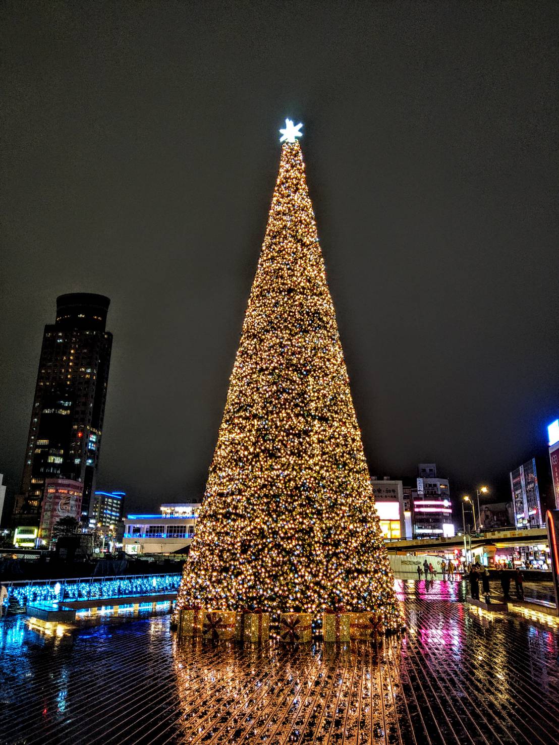 19米高聖誕樹照亮夜空