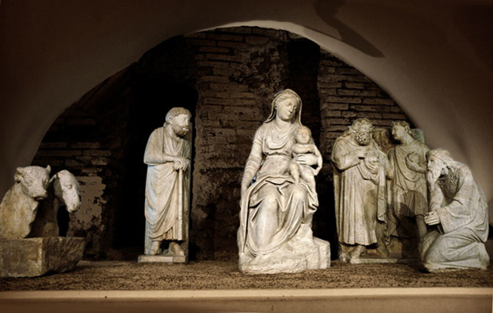 羅馬聖母大殿中，1291年雕刻的馬槽聖景。（圖／翻攝自cofeinsaddleworth.org.uk）