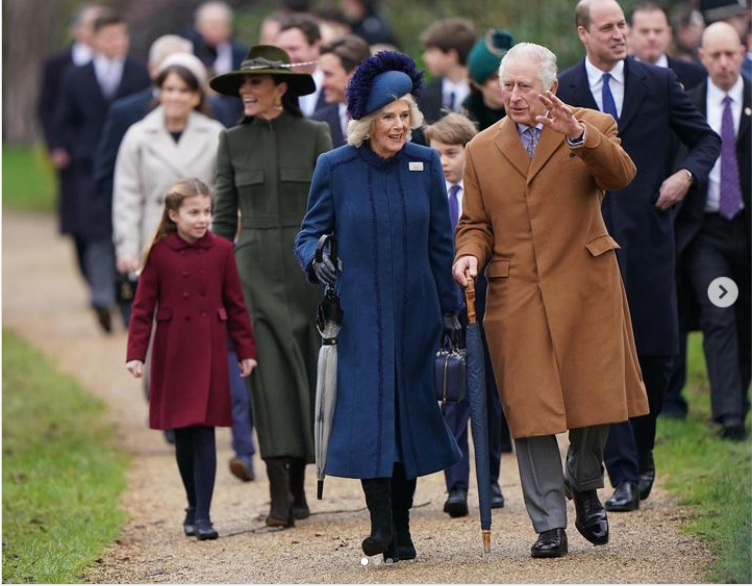 英國皇室成員前往諾福克的抹大拉的瑪利亞教堂參加今年的聖誕禮拜。（圖／翻攝自IG@theroyalfamily）
