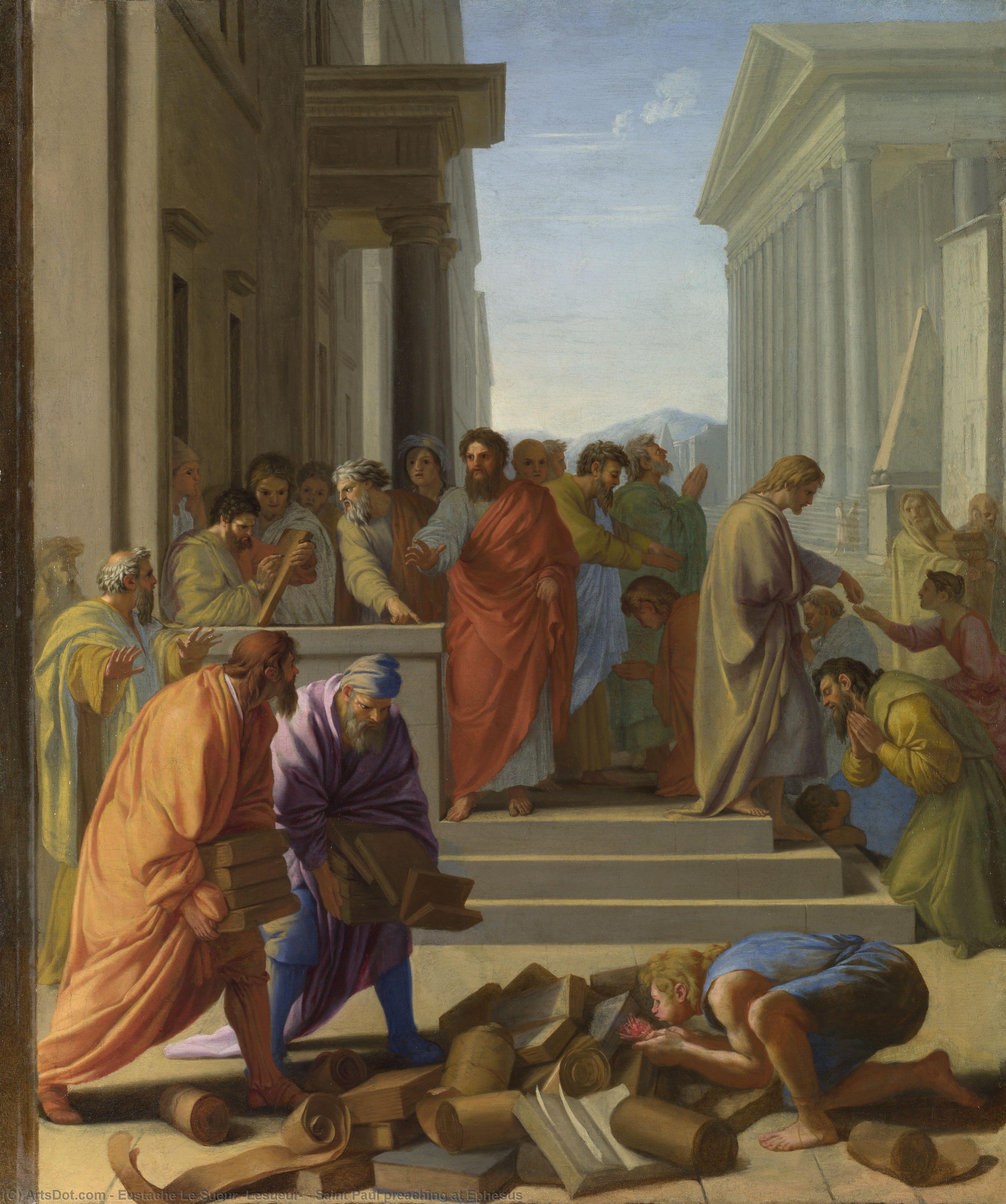 保羅在以弗所傳福音。“Paul in Ephesus”, Eustache Le Sueur, 1648-49