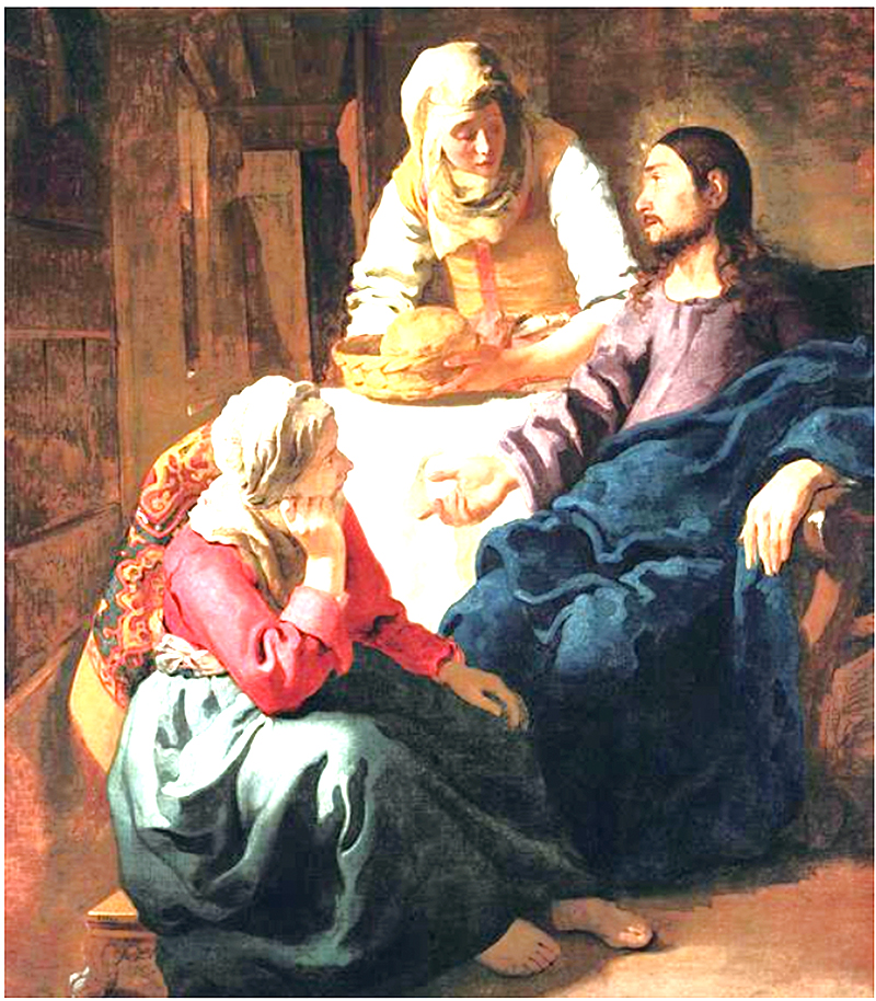 荷蘭畫家維梅爾畫作〈耶穌在馬大和馬利亞的家〉。（圖／翻攝自rijksmuseum.jl）