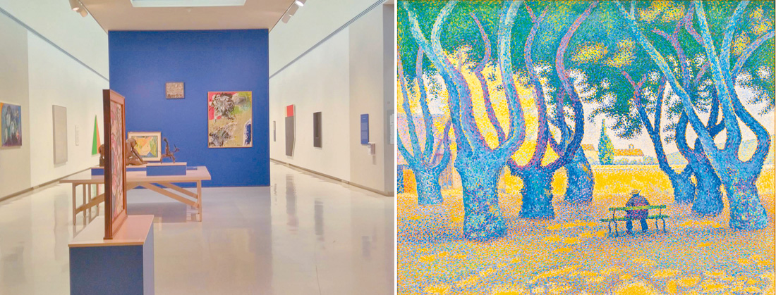 左圖：卡內基藝術博物館蒐集從古典到現代的藝術作品。（作者攝影）右圖：館藏法國畫家席涅克畫作。（來源維基）