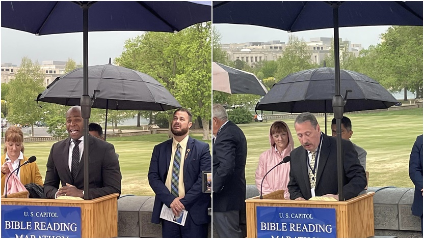 國會大廈讀經馬拉松在雨中繼續進行。（圖／Capitol Bible Reading Marathon臉書）