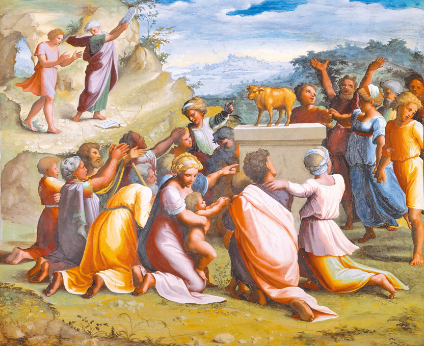 梵諦岡教皇宮壁畫「金牛犢崇拜」，拉斐爾繪製，ca.1518-9