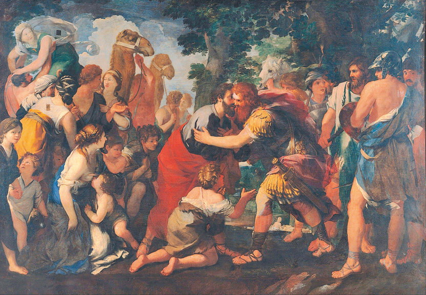 "Meeting between Esau and Jacob", by Giovanni Maria Bottala, ca.1636-41