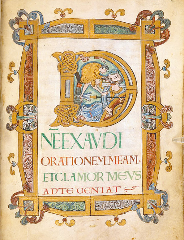 圖3. David beheaded Goliath, Arundel MS 155, fol. 93, 11th -12th century; British Library, London