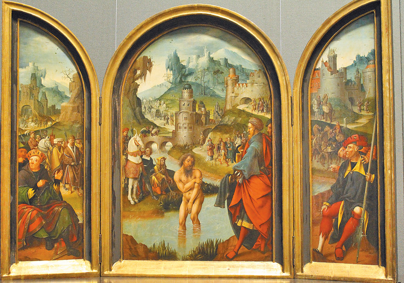 維也納藝術史博物館典藏，描繪乃縵得醫治的祭壇畫。（來源：維基）