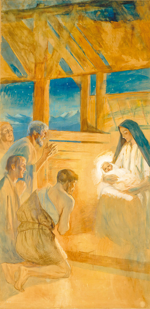 "Paimenet kumartavat Jeesus-lasta", by Albert Edelfelt
