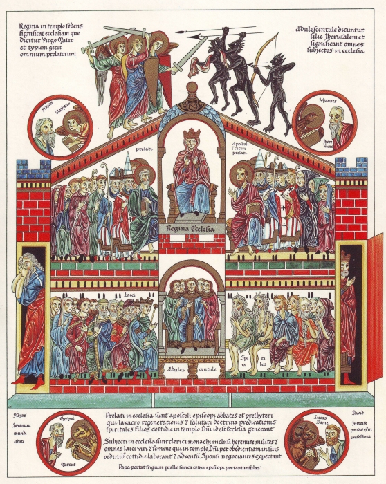 教會的中世紀插圖（主後12世紀）。（圖／Wikimedia）