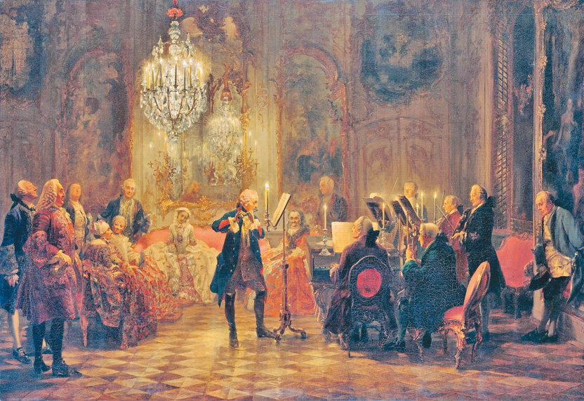 《腓特烈二世在無憂宮舉辦長笛音樂會》，阿道夫·門采爾作